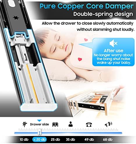 YENUO 5 Pairs Soft Close Drawer Slides Full Extension 12–24 Inch 100 LB