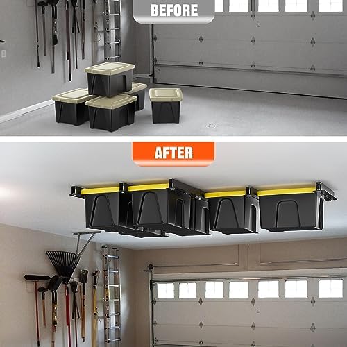 TORACK Garage Ceiling Bin Storage Rack(only fit 16" joist), Overhead Tot...