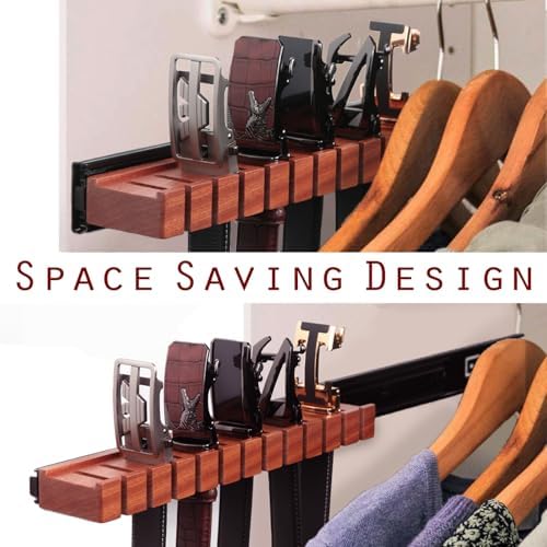 Walnut 12 Belts Organizer with Sliding System