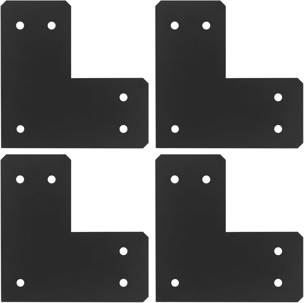 heneng 4 Pack Flat L Brackets for 6 x 6 Post,12 Gauge