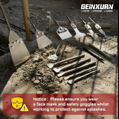 GEINXURN SDS MAX Chisels, 4PCS 12-Inch Long Masonry Chisel Bit Set, 40Cr Stee...