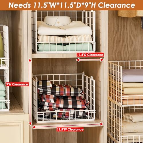5-Tier Stackable Closet Organizers and Storage Baskets, Closet Shelf Organize...