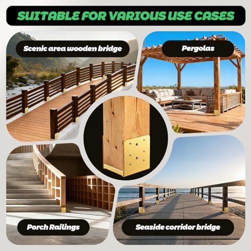 6"x6" Adjustable Post Base, 2Pcs,Golden,Stainless Steel Post Anchor...