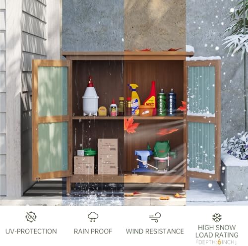 Aoxun Outdoor Storage Cabinet Shed - Wood & Metal Vertical Cabinet