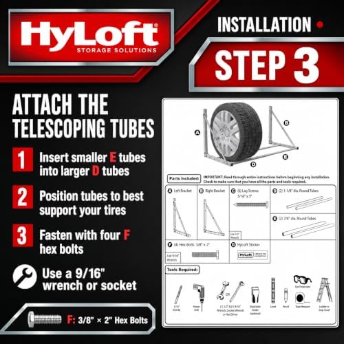HyLoft Wall-Mounted Folding Tire Storage Loft Rack