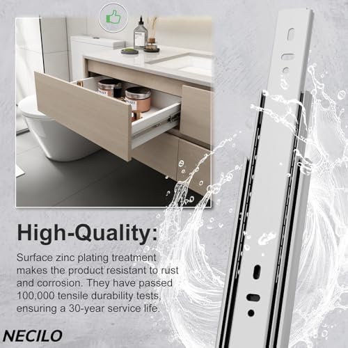 NECILO 10 Inch Ball Bearing Drawer Slides,100lb Full Ext Side Mount,5 Pairs