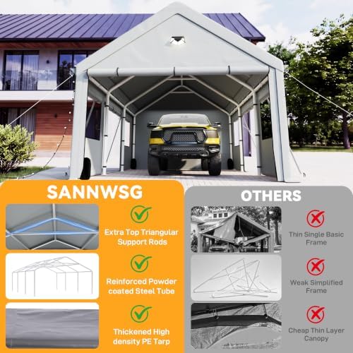 10X16 Carports Heavy Duty, Portable Single Car Port Garage