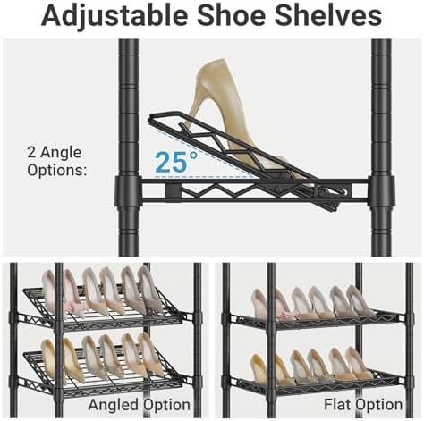 VIPEK S20 Heavy Duty Clothes Rack with 7-Tiers Shoe Shelves, Black