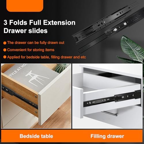 20 inch Drawer Slides 4 Pairs (8pcs) 3 fold Full Extension Side Mount Cabinet...