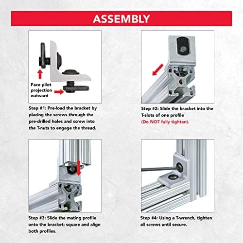 8020, 4119, 10 Series Aluminum 2 Hole Inside Corner Bracket 90 Degree Angle B...