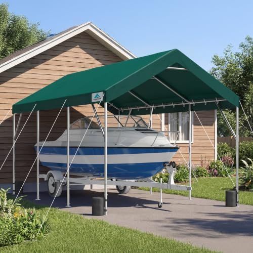 ADVANCE OUTDOOR 12x20 ft Heavy Duty Carport Potable Car Canopy Garage Party T...