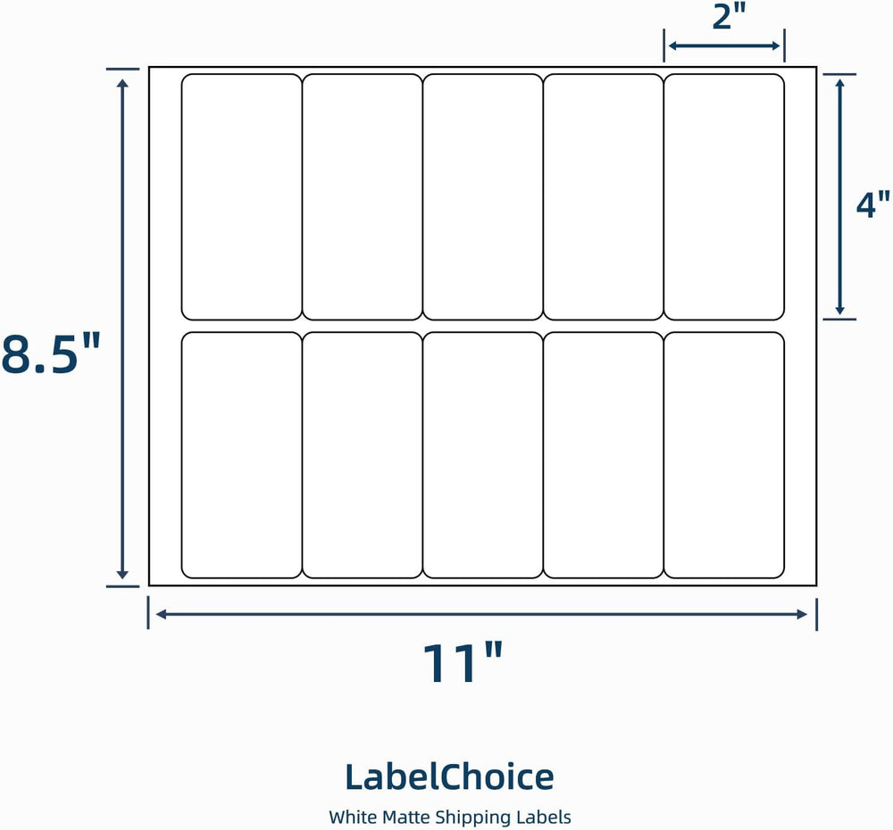 500 Sheets 5000 Pcs 2”x4” 10 Up Shipping Address Labels Compatible with Laser...