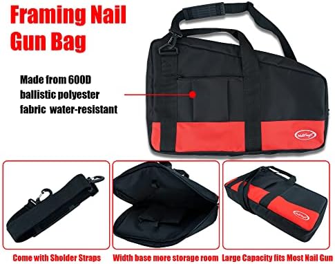 MELOTOUGH Heavy Duty Framing Nail Gun Tool Bag with Extra Storage Pockets Sho...
