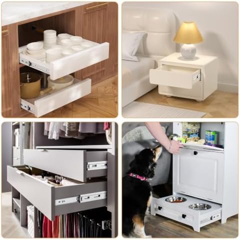 5 Pairs 22 Inch Full Extension 3-Fold Adjustable Drawer Slides Soft Close