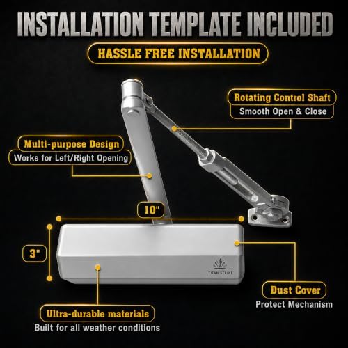 TS8000 Commercial Door Closer, Hold-Open Arm (Silver)