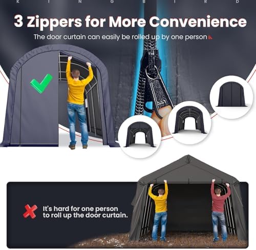 KING BIRD 10' x 20' Carport Shelter with Roll-up Ventilated Windows