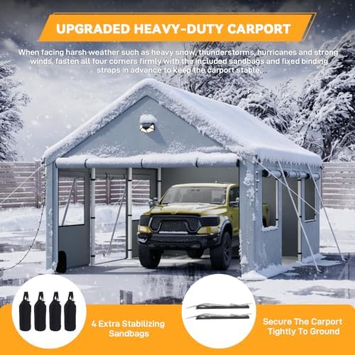 10X16 Carports Heavy Duty, Portable Single Car Port Garage