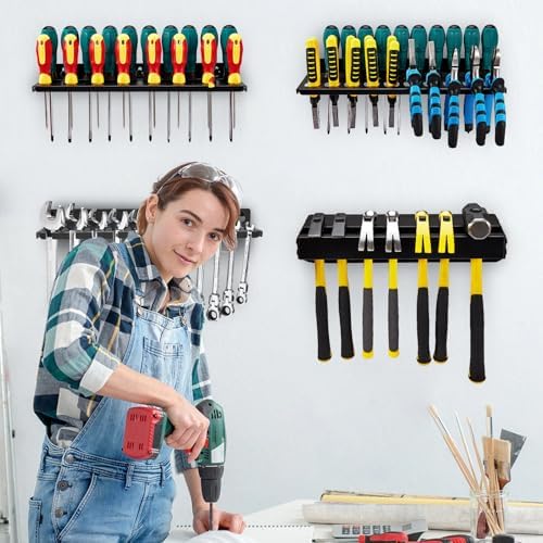 4Pcs Wall Mount Tool Organizer Set,Include Screwdriver Organizer,9mm-24mm Wre...