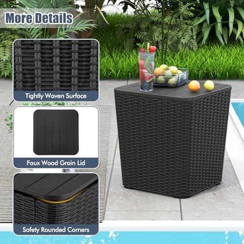 Tangkula 11.5 Gallon Water-proof Deck Box with Removable Lid, Black