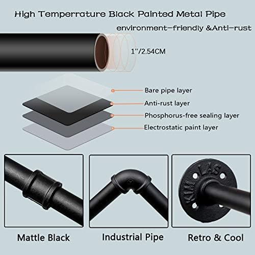 Industrial Pipe Clothes Rack with Top Shelf and 3 Hooks, 41''L Wall M...