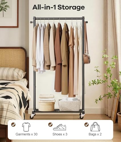 MISSLO Clothes Racks for Hanging Clothes 25mm Metal Clothing Rack with Shelve...