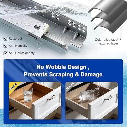 10 Pairs 18" Undermount Soft Close Drawer Slides, Bottom Mount Full Exte...