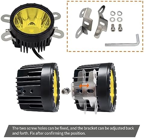 STDYSUN Round LED Yellow Offroad Driving Fog Pod Lights 2Pcs 3.5Inch Spot Bea...
