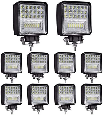 WINBANG LED Light Pods, 4 inch 126W Square LED Work Light, 12V 24V Spot/Flood...