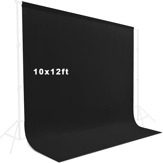 10X12ft Black Backdrop, LCUIRC Photo Backdrop Curtain Polyester Background fo...