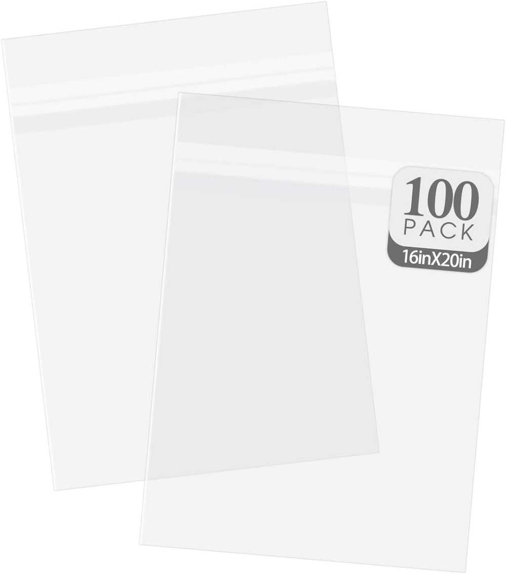 Golden State Art 16x20 Inch Crystal Sealed Clear Plastic Sleeves,100 Pack