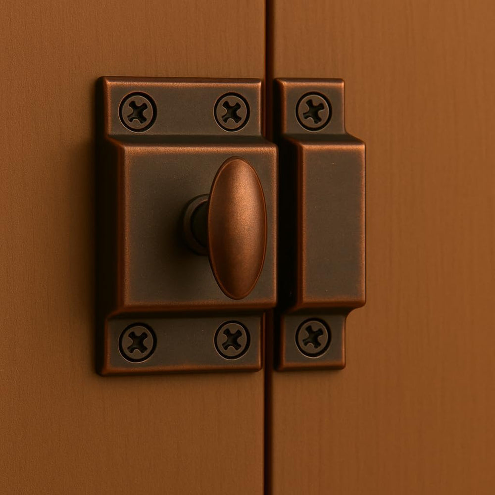 Small Stamped Antique Copper Cabinet Door Latch - 1 7/8" × 1 7/8" -...