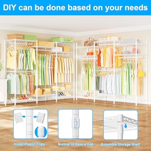 Ulif E13 Heavy Duty Clothes Rack(With 4 Hanger Rods & 8 Shelves) Freestan...