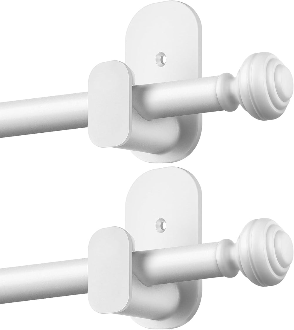 KAMANINA Curtain Rods No Drilling for Windows 32 to 86 Inches, White 2 Pack
