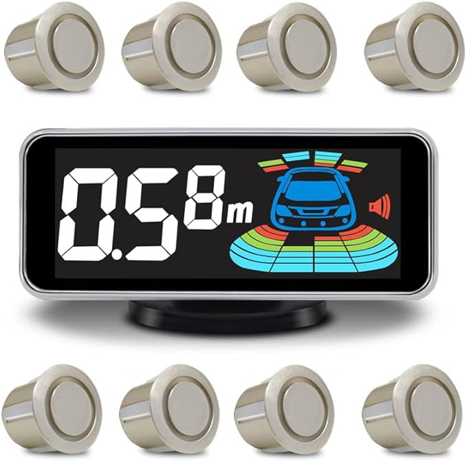 Car 8 Parking Sensors Kit Assist System Reverse Front and Rear Reverse Radar