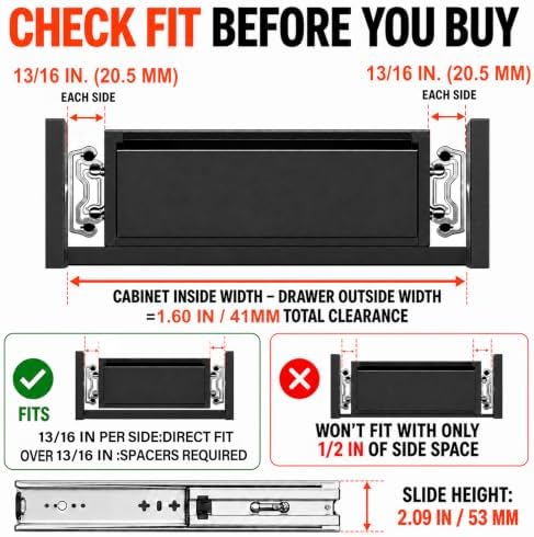 32 Inch Heavy Duty Drawer Slides, Side Mount Full Extension Ball Bearing Draw...