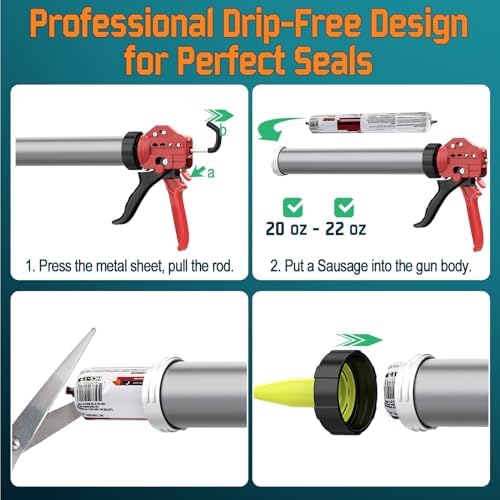 20 oz Sausage Caulk Gun, One-Touch Drip-Free | Effortless & Professional ...