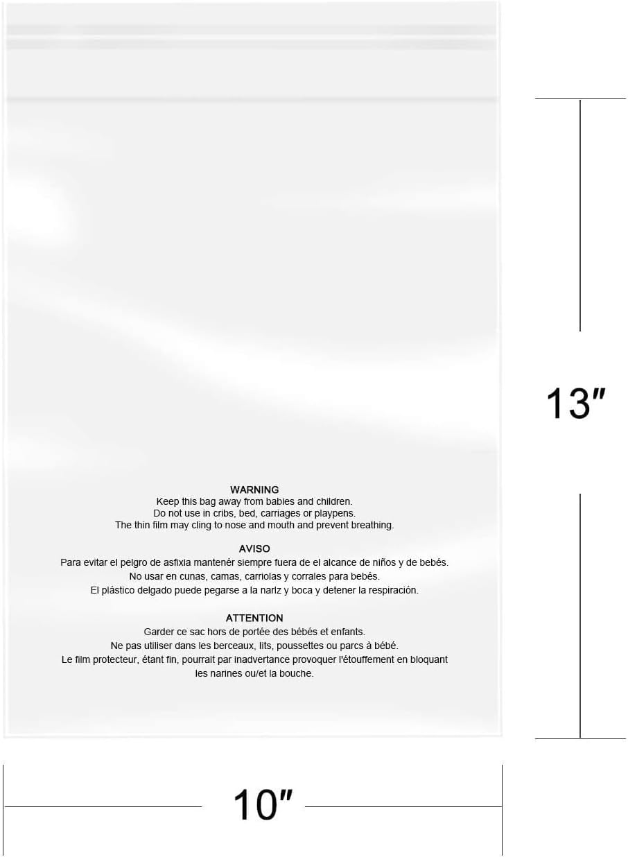 iMailer - 500 Pcs - 10" x 13" Clear Poly Bags with Suffocation Warning