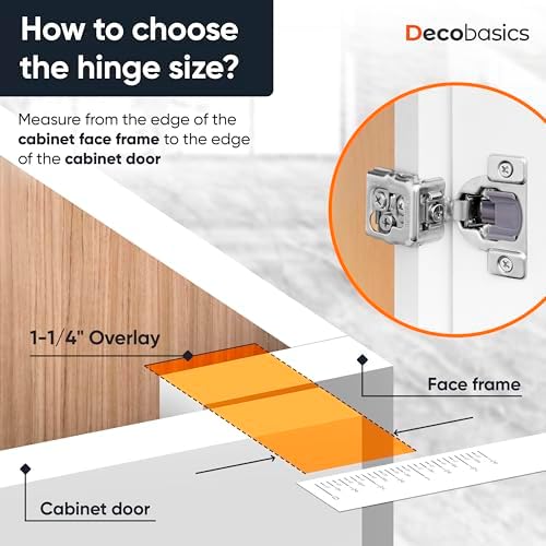 Decobasics 10 Pack Soft Close Cabinet Hinges – 1" Overlay for Kitchen Ca...