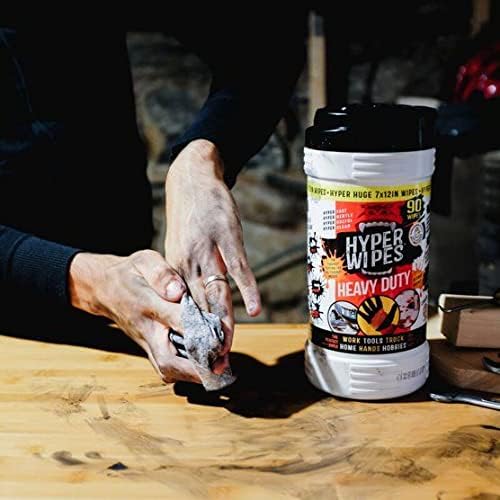 Hyper Wipes, 6 Pack Heavy Duty Hand & Tool Cleaning Wipes, Degreasing, All