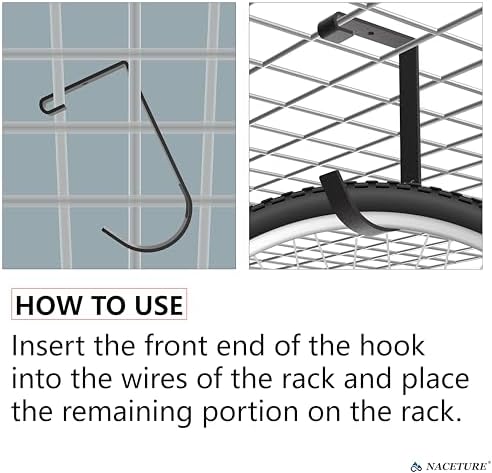 NACETURE Garage Ceiling Rack Bike Hooks, 8 Pack Storage Hooks (Flat Hook)
