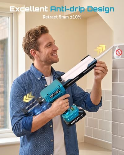 SEESII Electric Dual Cartridge Epoxy Gun 400ML (1:1) with 2 Batteries
