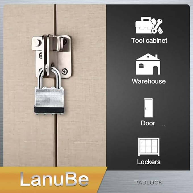 LanuBe Lock Laminated keyed Padlock, keyed Alike Locks, Normal Shackle (12 Pack)