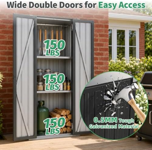 AECOJOY Outdoor Storage Cabinet Waterproof, 70" Vertical Tall with Base