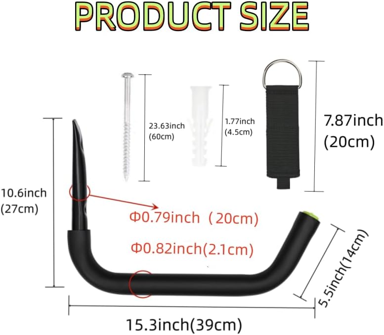 Aweilan Garage Storage Heavy Duty Hooks, 15Inch Jumbo Arm Kayak Rack, Heavy D...