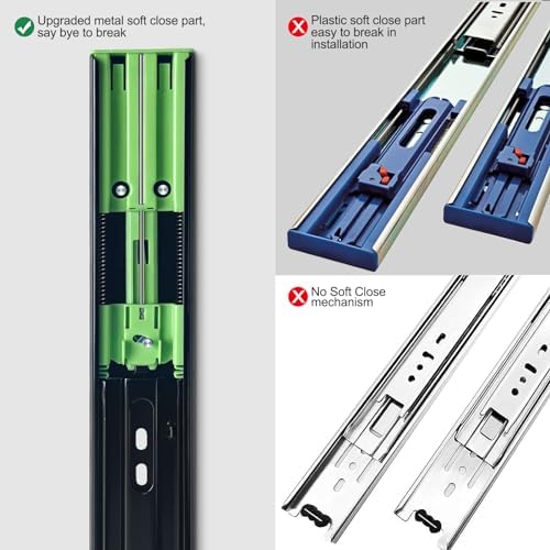 22 inch Soft Close Drawer Slides 6 Pairs Ball Bearing Full Extension Cabinet ...
