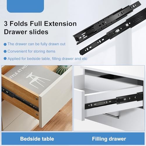 22 inch Drawer Slides 4 Pairs (8pcs) Full Extension Ball Bearing Drawer Rails...