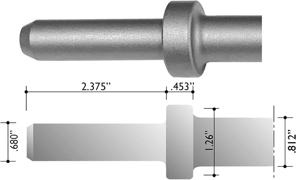 24" Long Moil or Bull Point Chipping Hammer - .680 Round Shank Round Col...