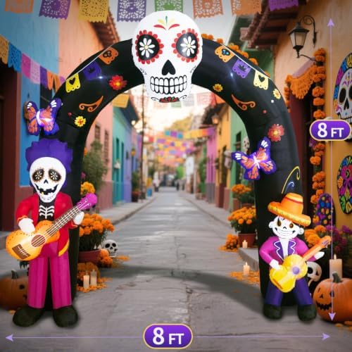DomKom 8FT Halloween Inflatable Blow Up Decorations Archway, Day of the Dead ...