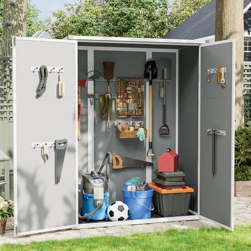 UDPATIO Vertical Storage Shed,51 Cu.ft Resin Outdoor Cabinet,Grey