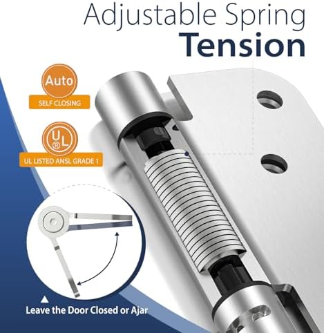 4 Inch Self Closing Door Hinges,3-Pack Spring Hinges,1/4" Radius Corners